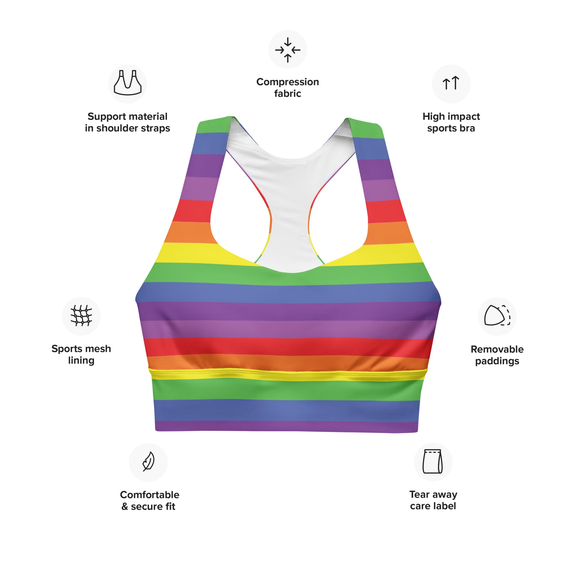 Longline sports bra- Pride Rainbow