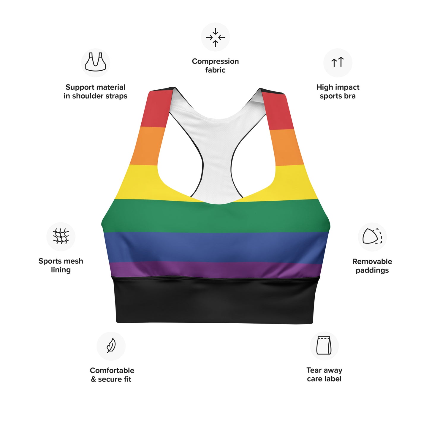 Longline sports bra- Pride Rainbow