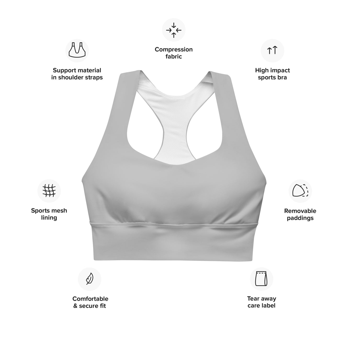 Longline sports bra- Silver