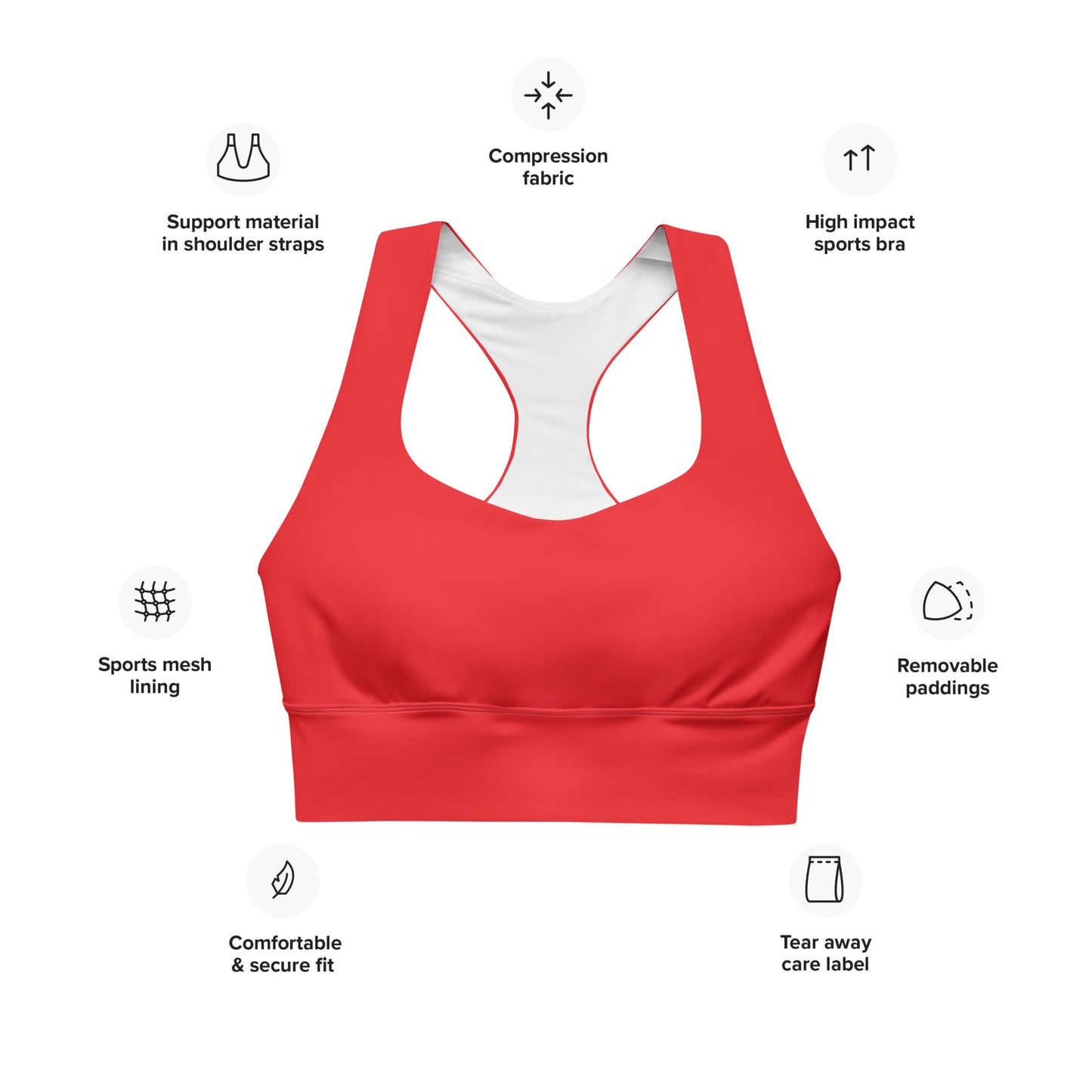 Longline sports bra- Alizarin