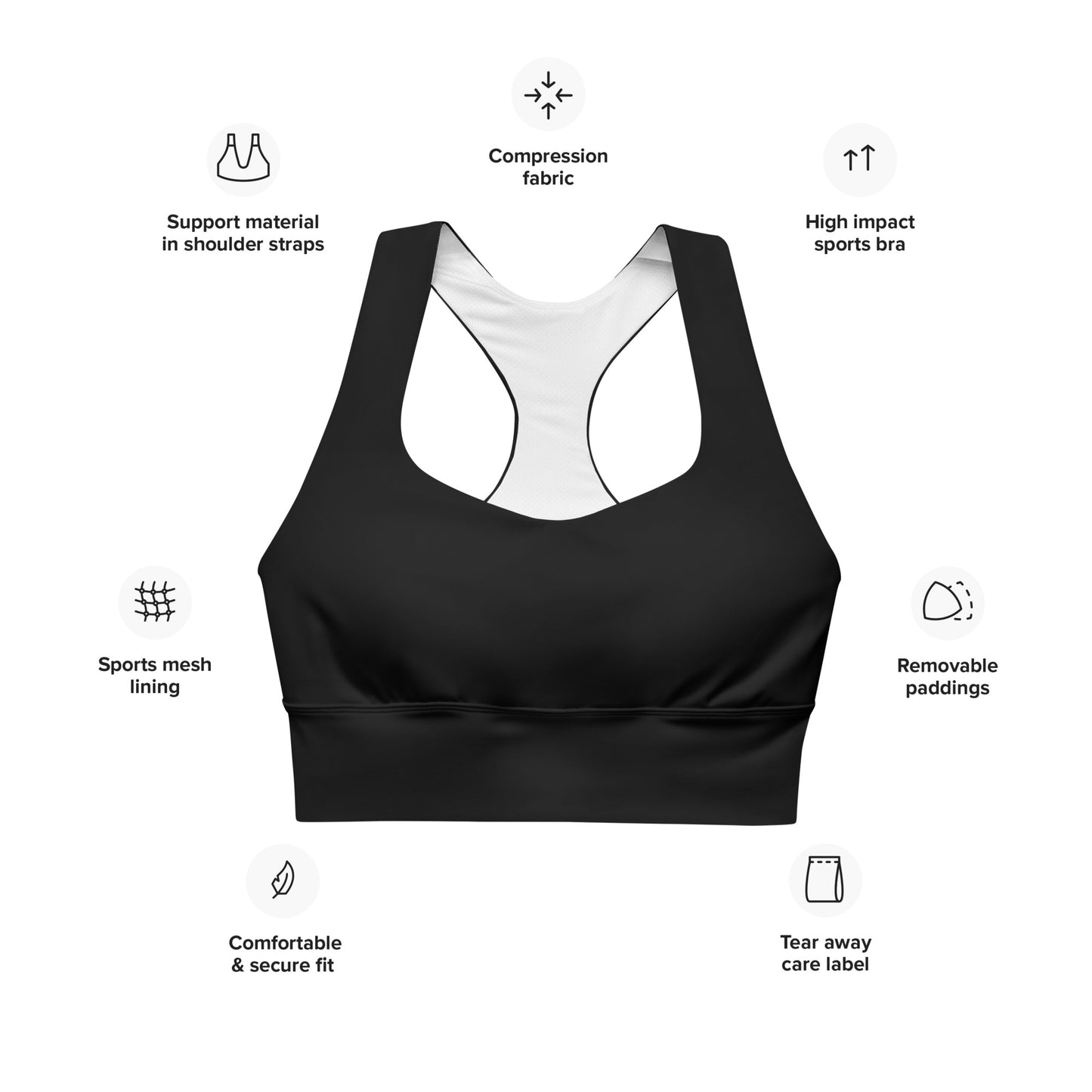 Longline sports bra- Black