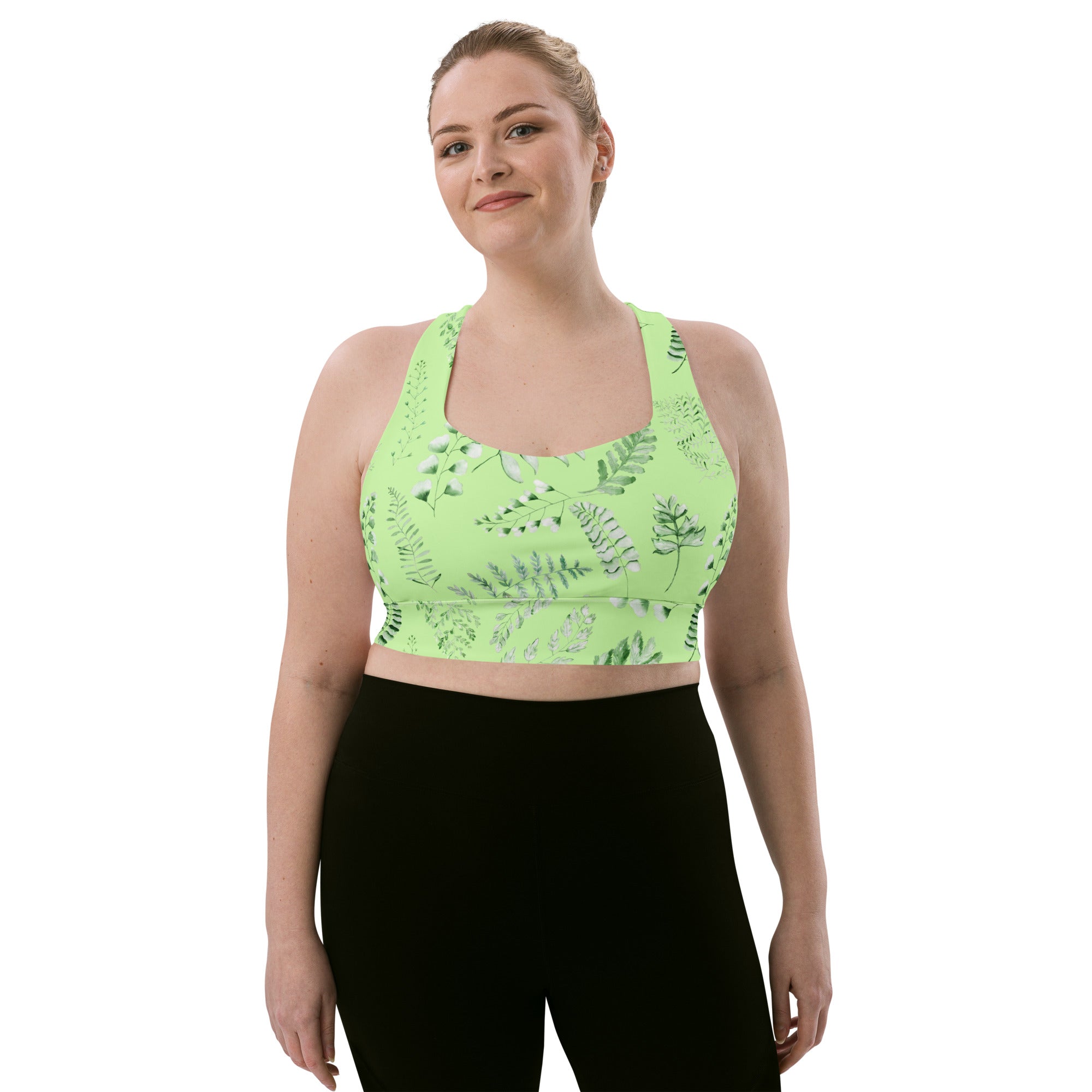 Longline sports bra- Green Fern