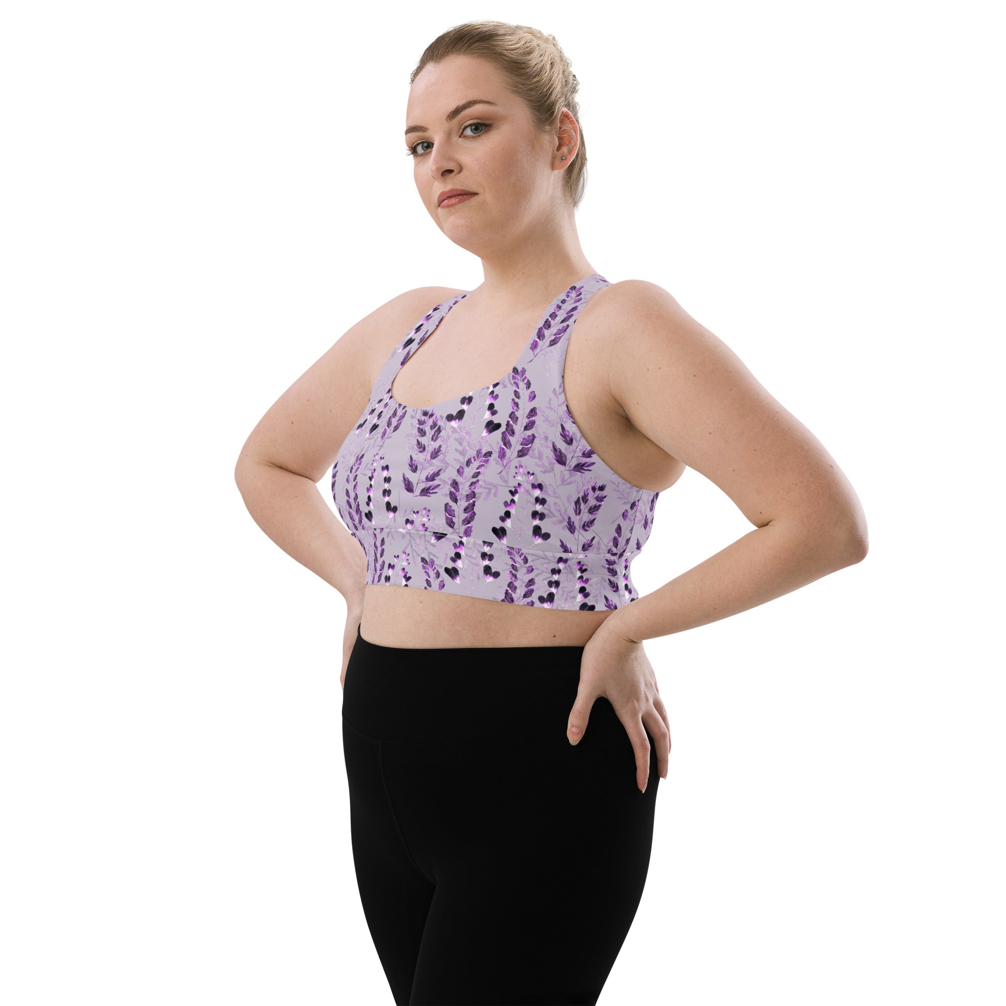 Longline sports bra- Purple Fern