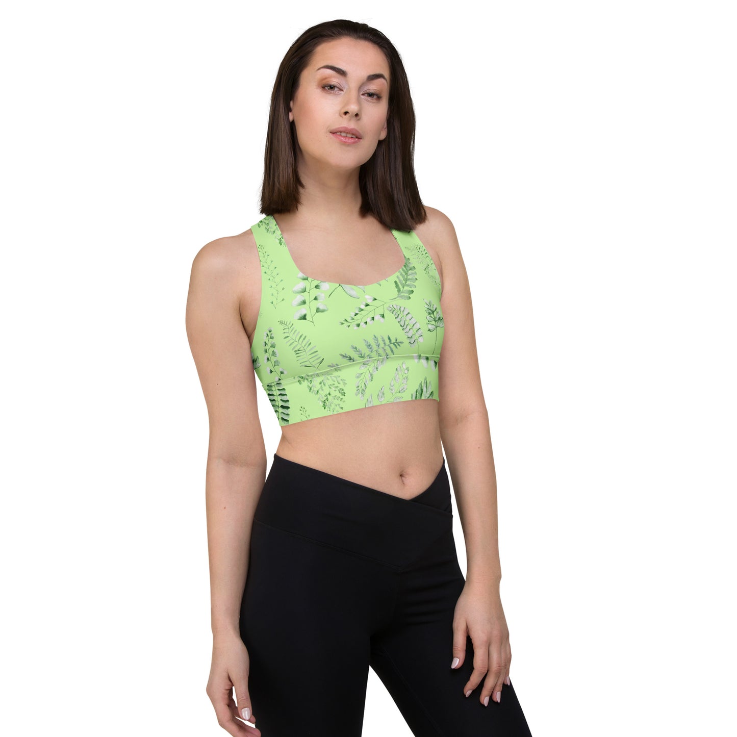 Longline sports bra- Green Fern