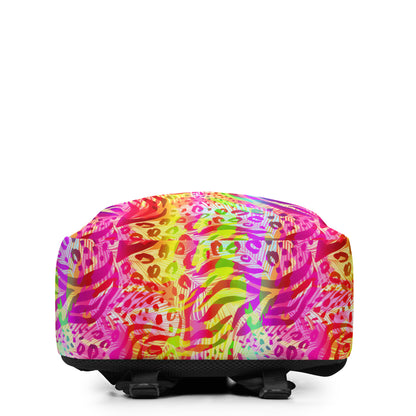Minimalist Backpack- Animal print summer Yellow,Red with Pink