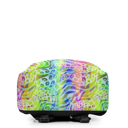 Minimalist Backpack- Animal print summer Green,Blue with Yellow