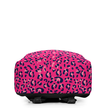 Minimalist Backpack- Leopard Print Dark Pink