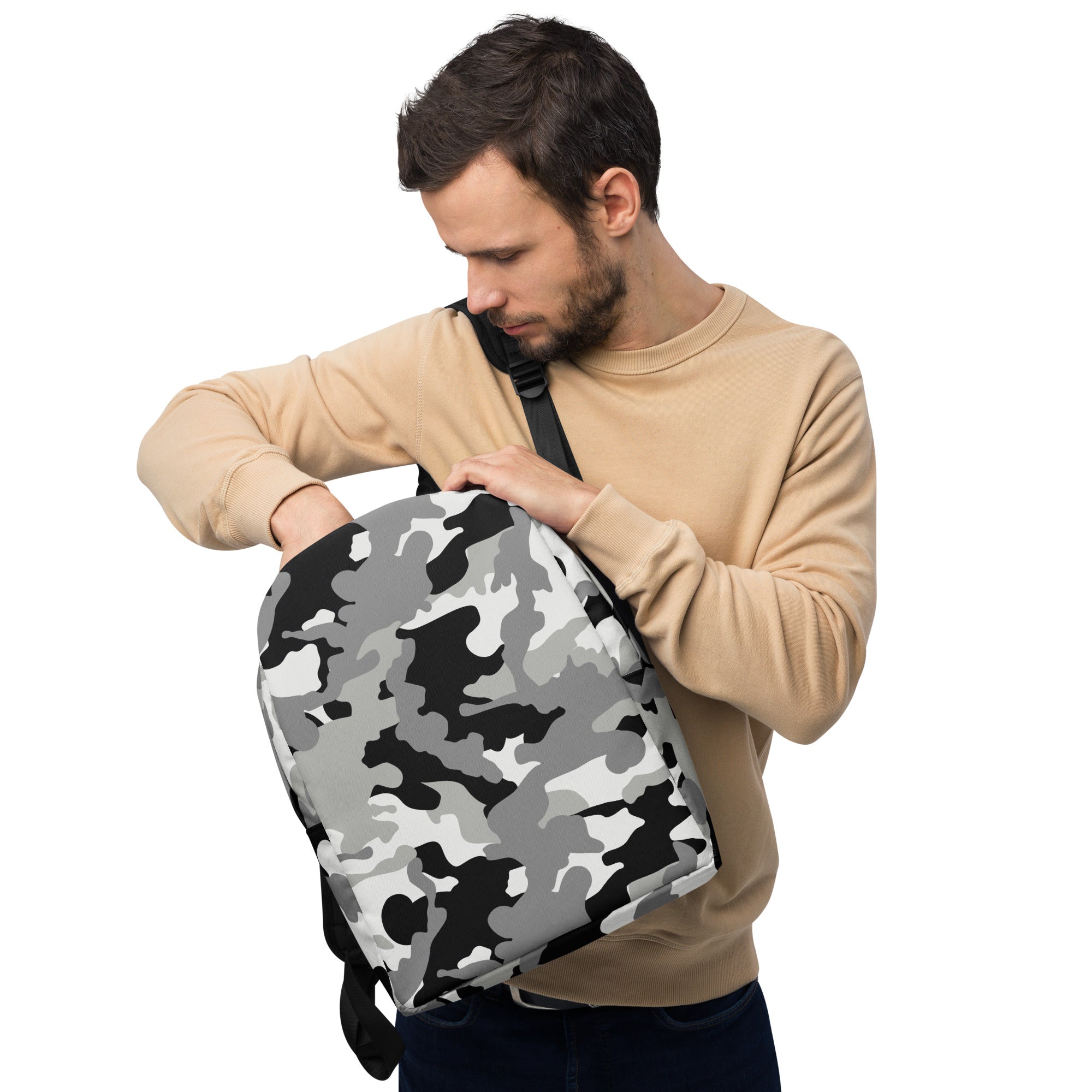 Minimalist Backpack- Camo Black And Grey