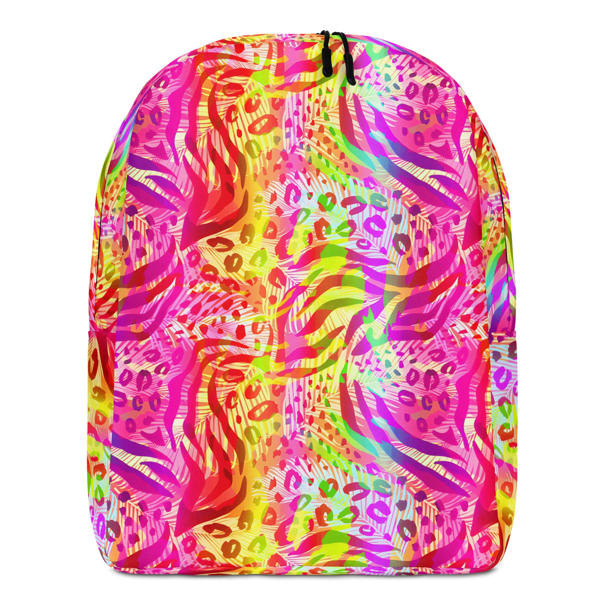 Minimalist Backpack- Animal print summer Yellow,Red with Pink