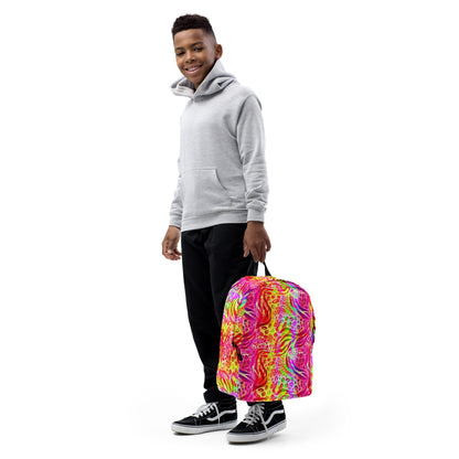 Minimalist Backpack- Animal print summer Yellow,Red with Pink