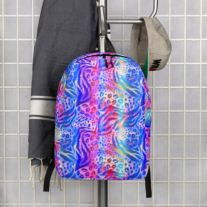 Minimalist Backpack- Animal print summer Blue,Pink with Yellow