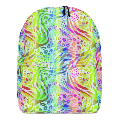 Minimalist Backpack- Animal print summer Green,Blue with Yellow