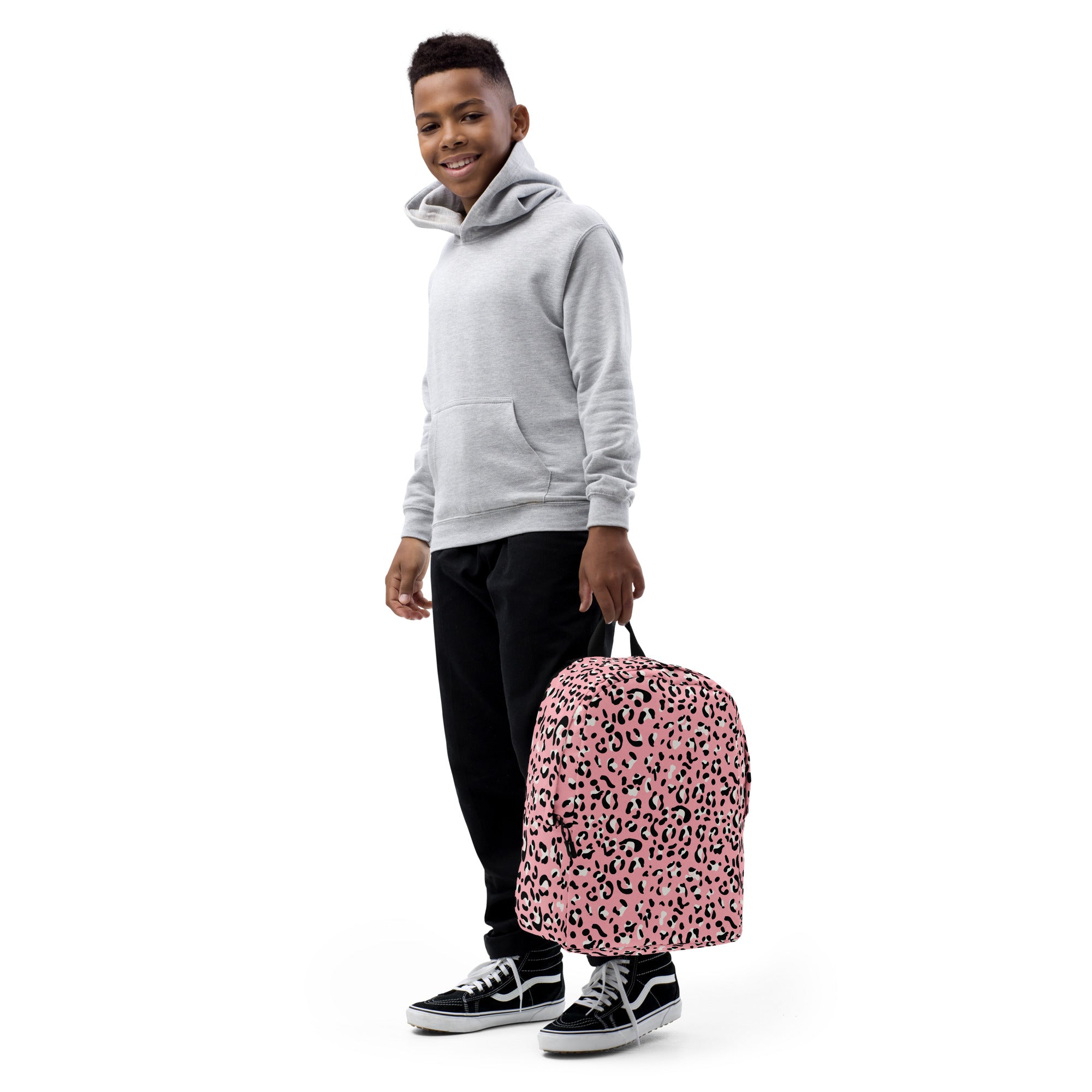 Minimalist Backpack- Leopard print Baby Pink