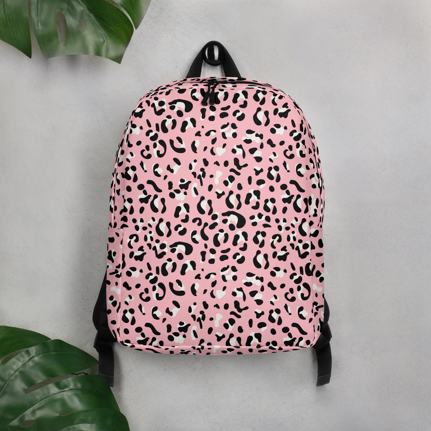 Minimalist Backpack- Leopard print Baby Pink