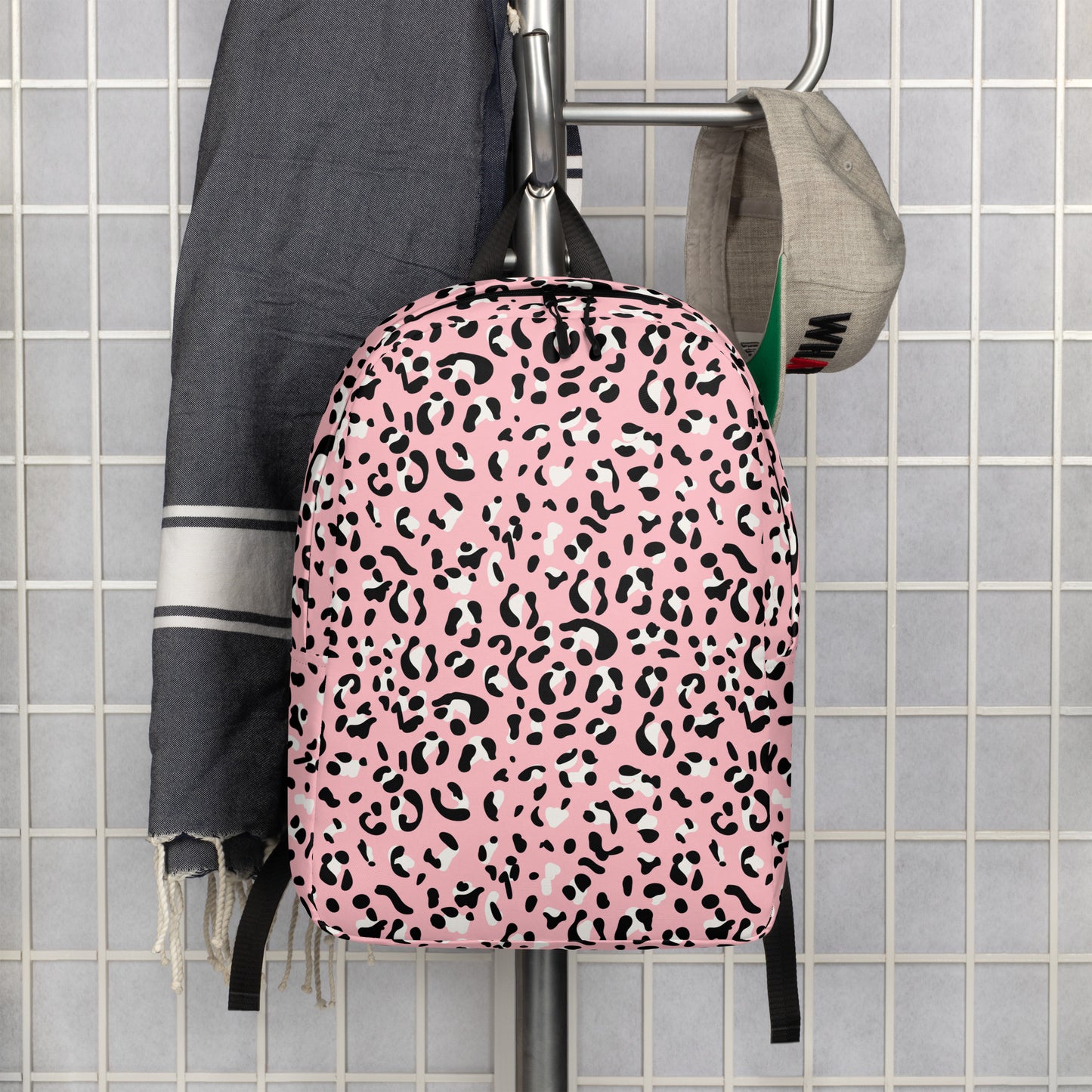 Minimalist Backpack- Leopard print Baby Pink