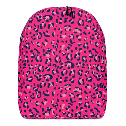 Minimalist Backpack- Leopard Print Dark Pink