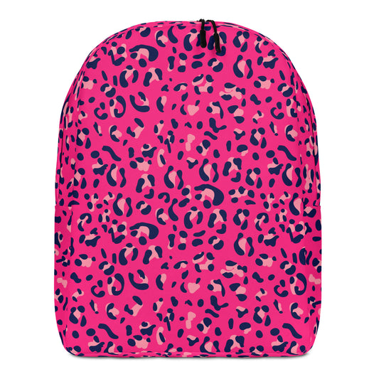 Minimalist Backpack- Leopard Print Dark Pink