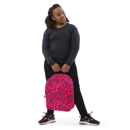Minimalist Backpack- Leopard Print Dark Pink