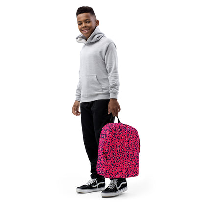Minimalist Backpack- Leopard Print Dark Pink