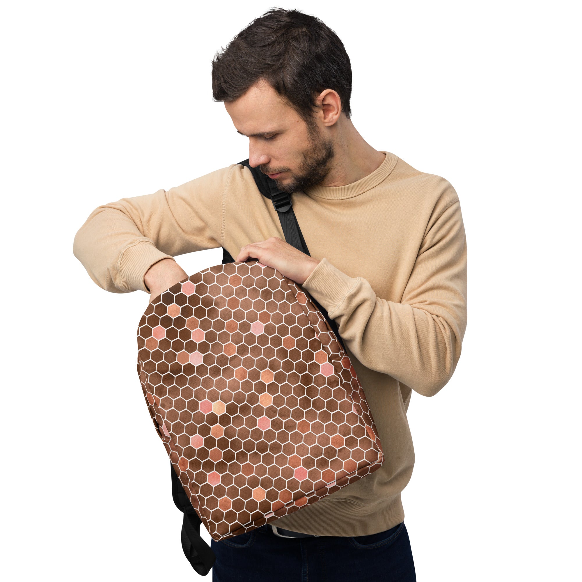 Minimalist Backpack- Honeycomb Brown