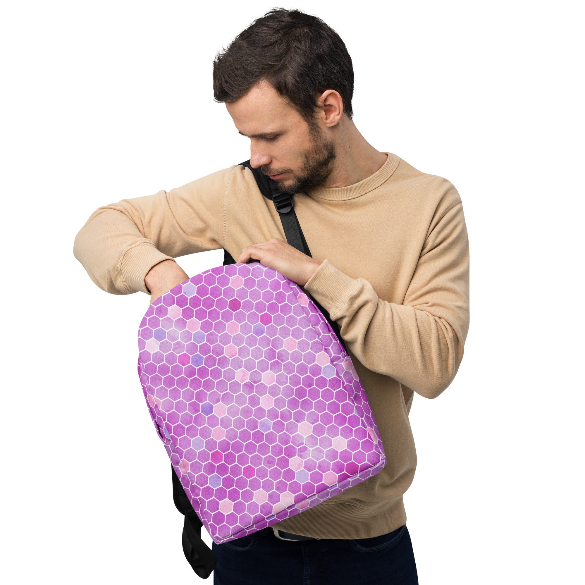 Minimalist Backpack- Honeycomb Pink