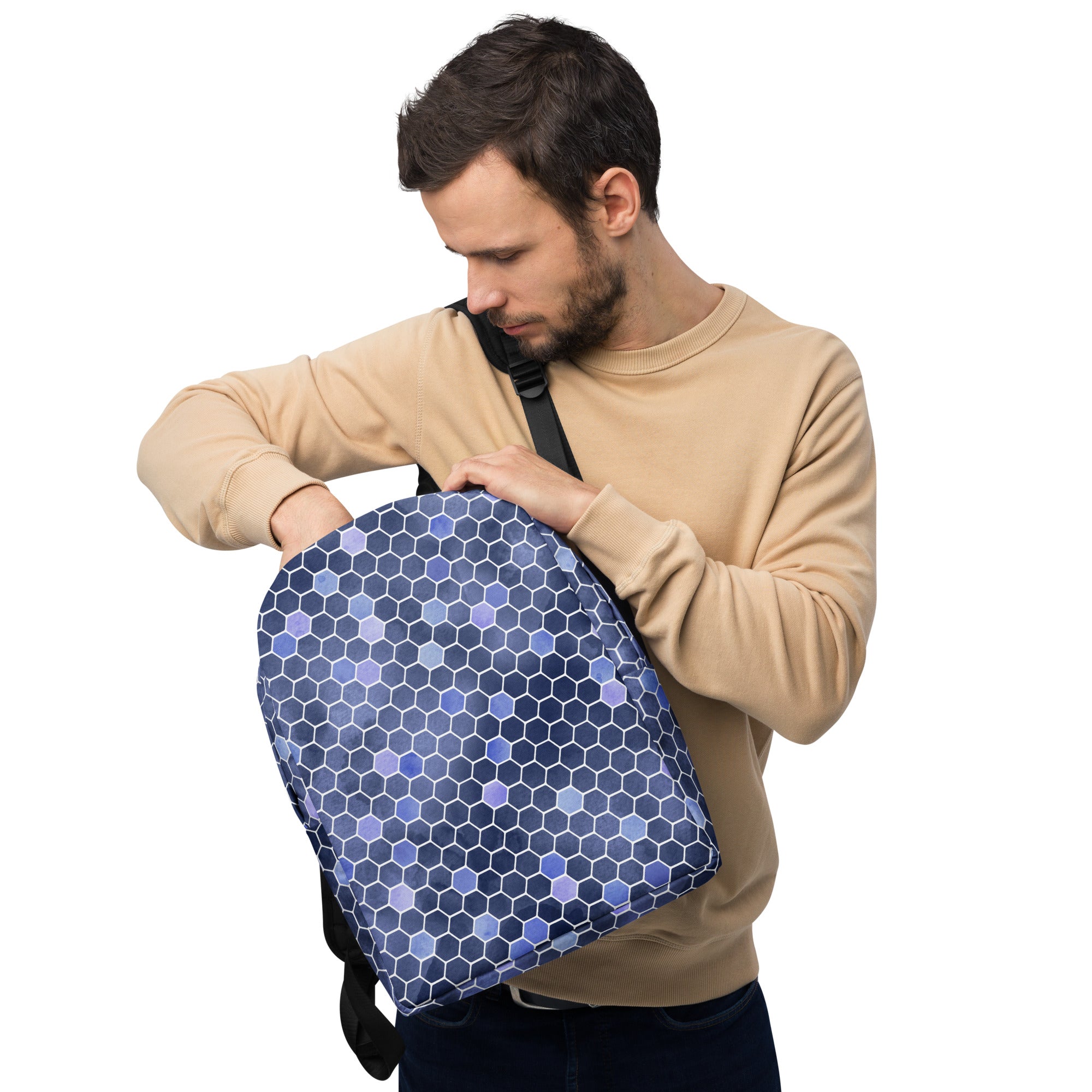 Minimalist Backpack- Honeycomb Blue