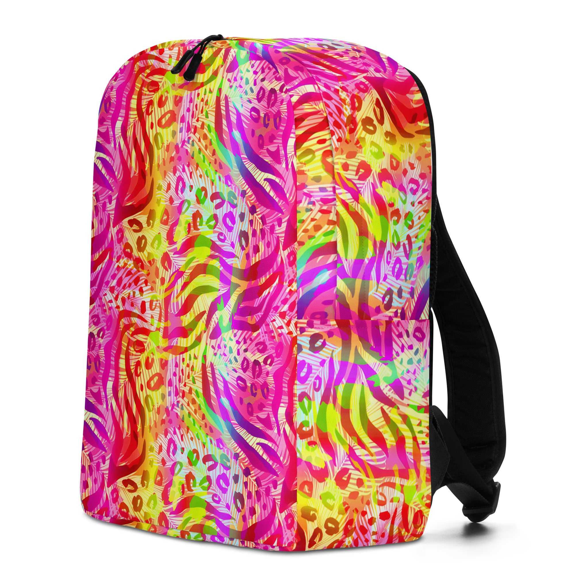 Minimalist Backpack- Animal print summer Yellow,Red with Pink