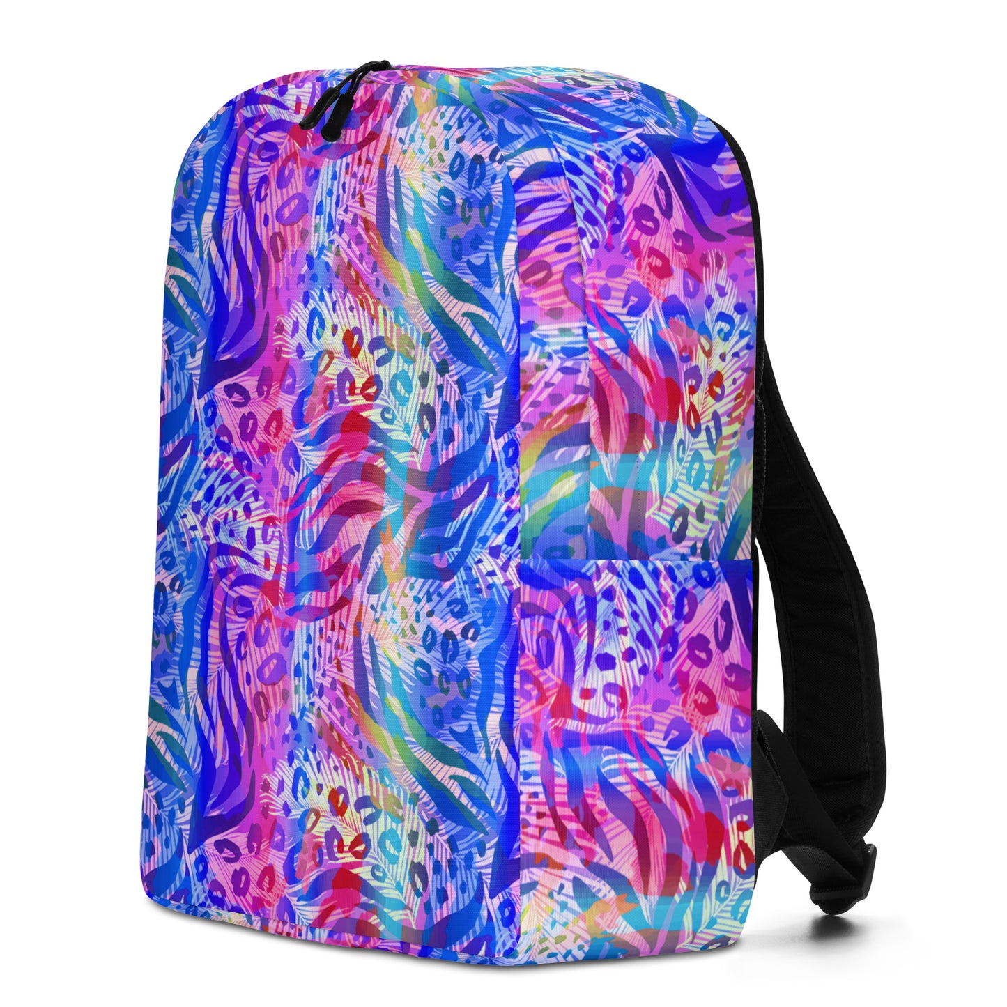 Minimalist Backpack- Animal print summer Blue,Pink with Yellow