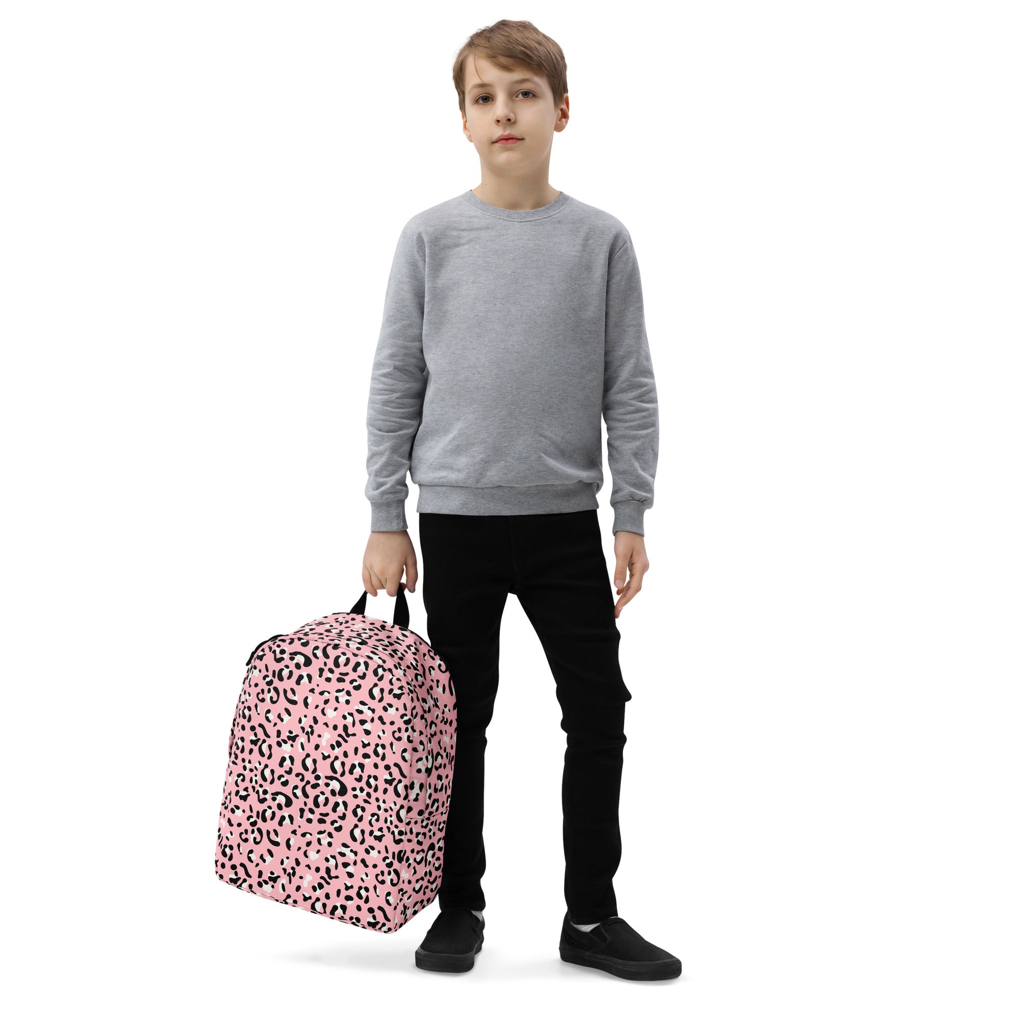 Minimalist Backpack- Leopard print Baby Pink