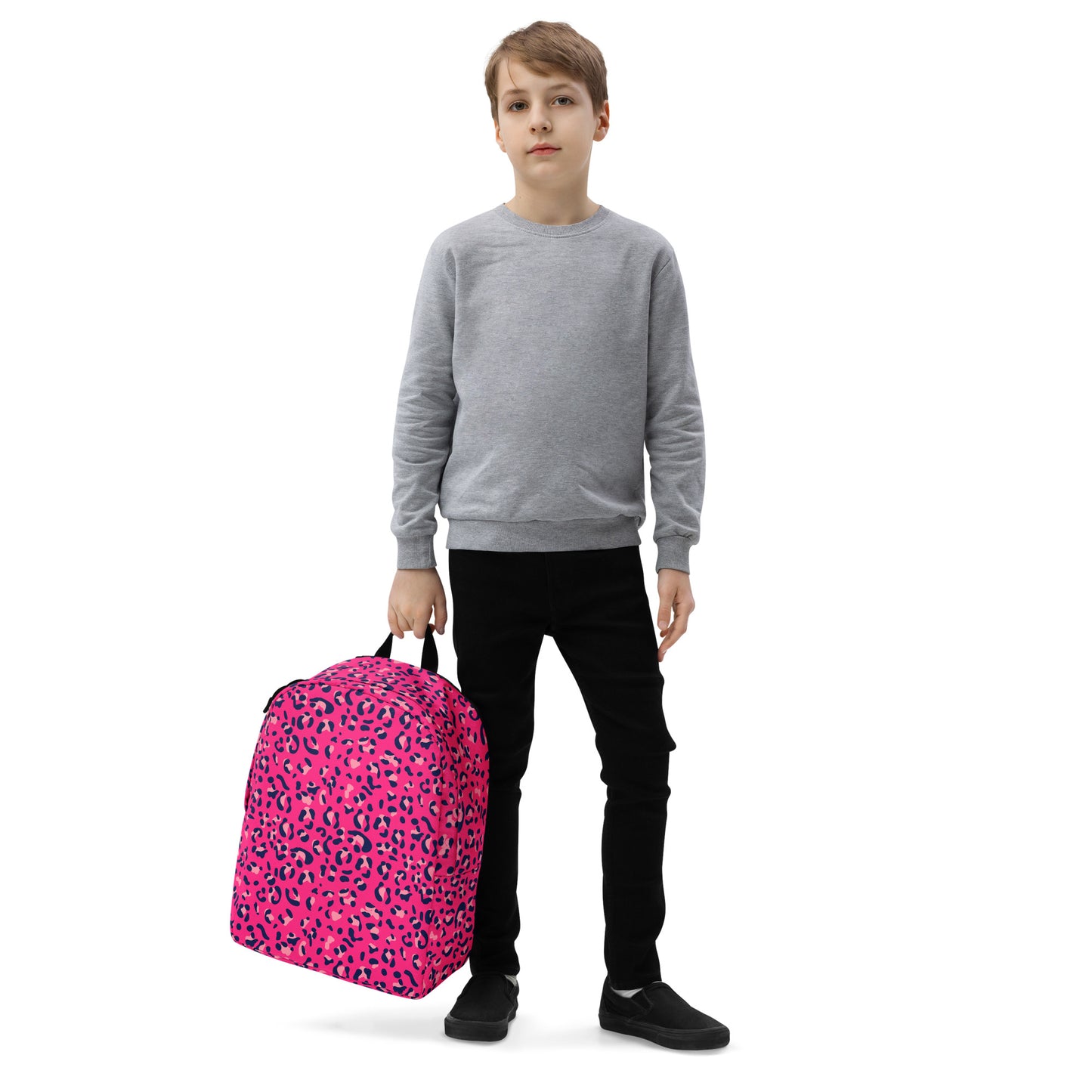 Minimalist Backpack- Leopard Print Dark Pink