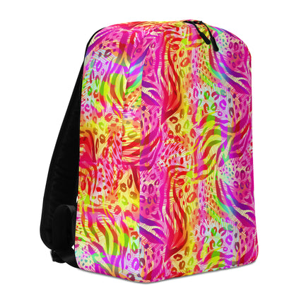Minimalist Backpack- Animal print summer Yellow,Red with Pink