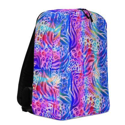 Minimalist Backpack- Animal print summer Blue,Pink with Yellow