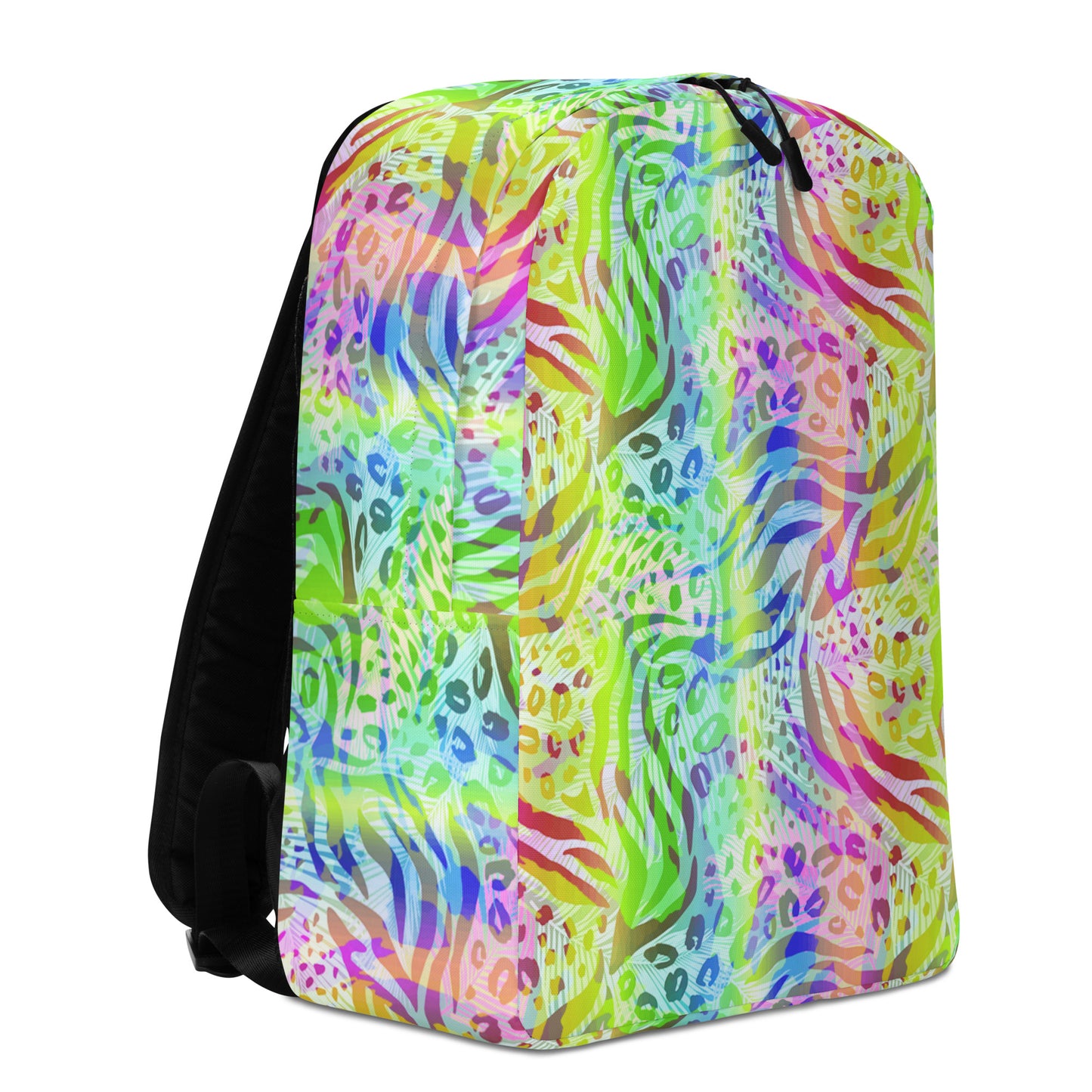Minimalist Backpack- Animal print summer Green,Blue with Yellow