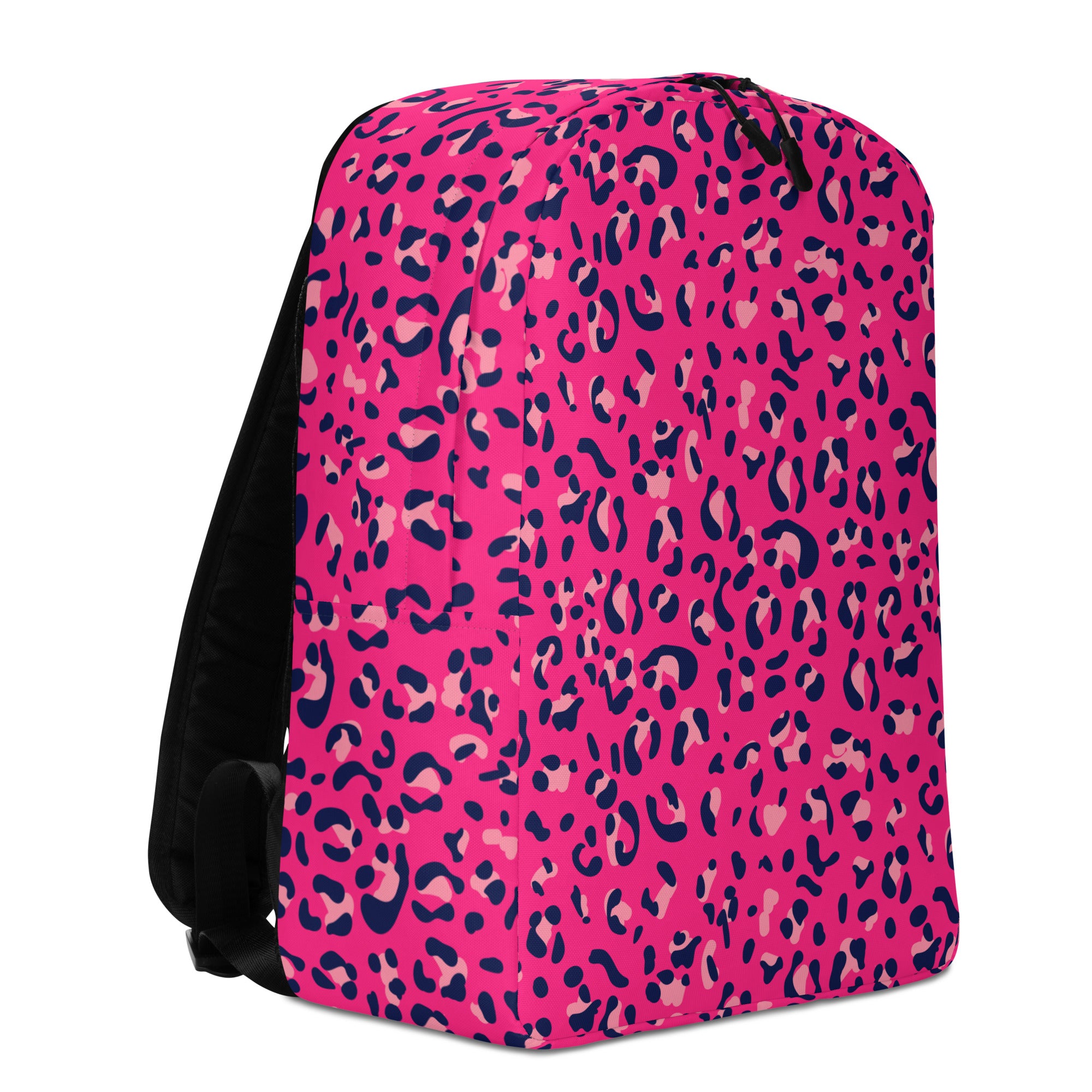 Minimalist Backpack- Leopard Print Dark Pink