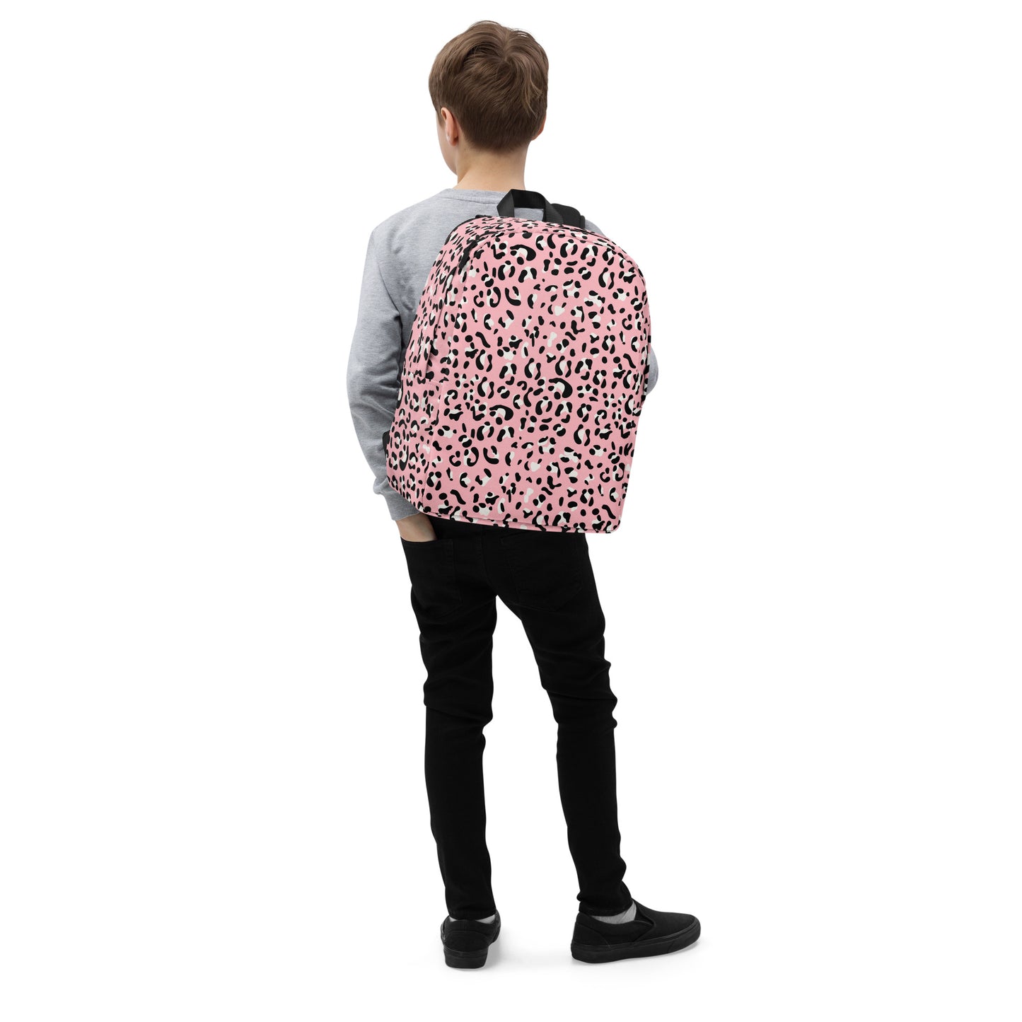 Minimalist Backpack- Leopard print Baby Pink