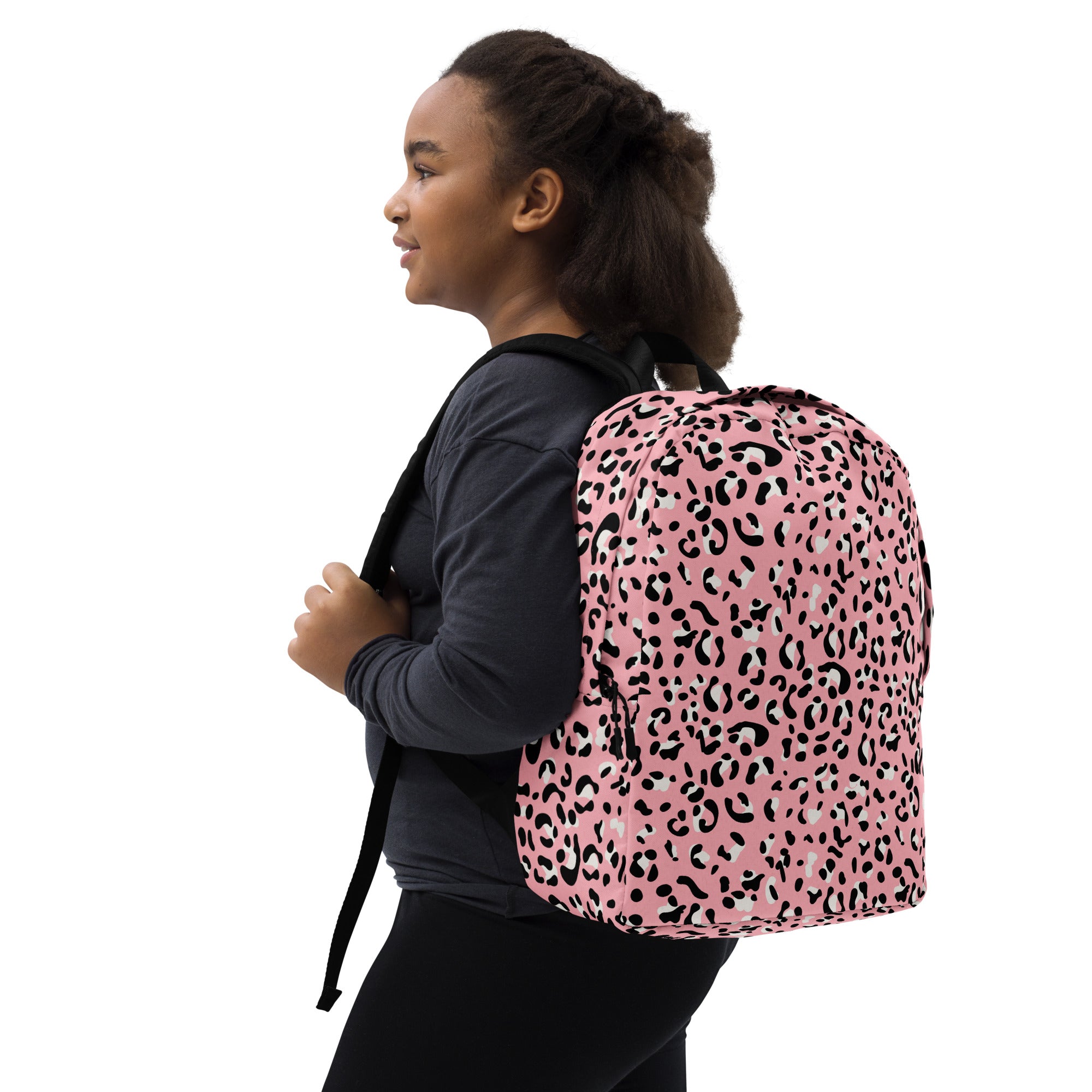 Minimalist Backpack- Leopard print Baby Pink