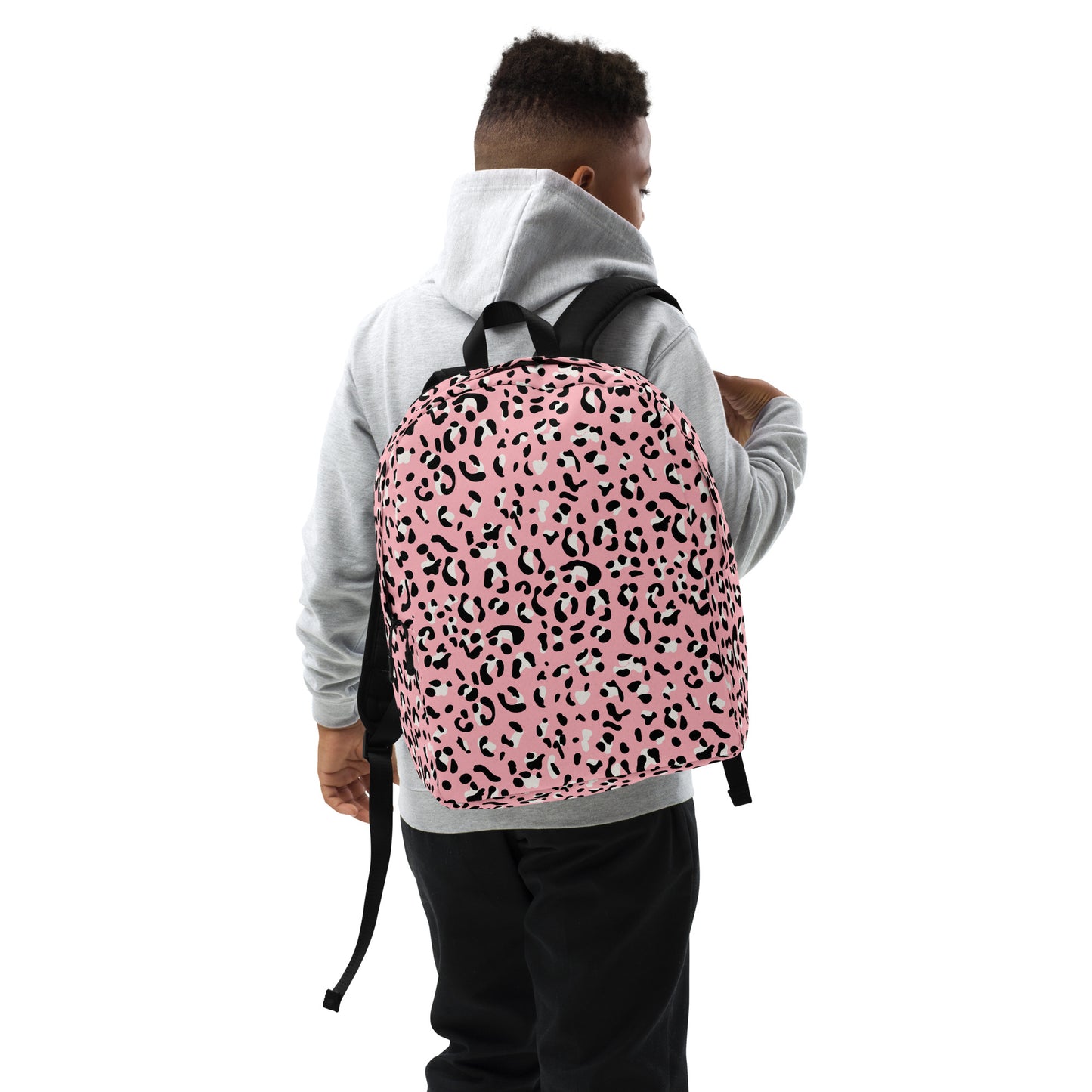 Minimalist Backpack- Leopard print Baby Pink