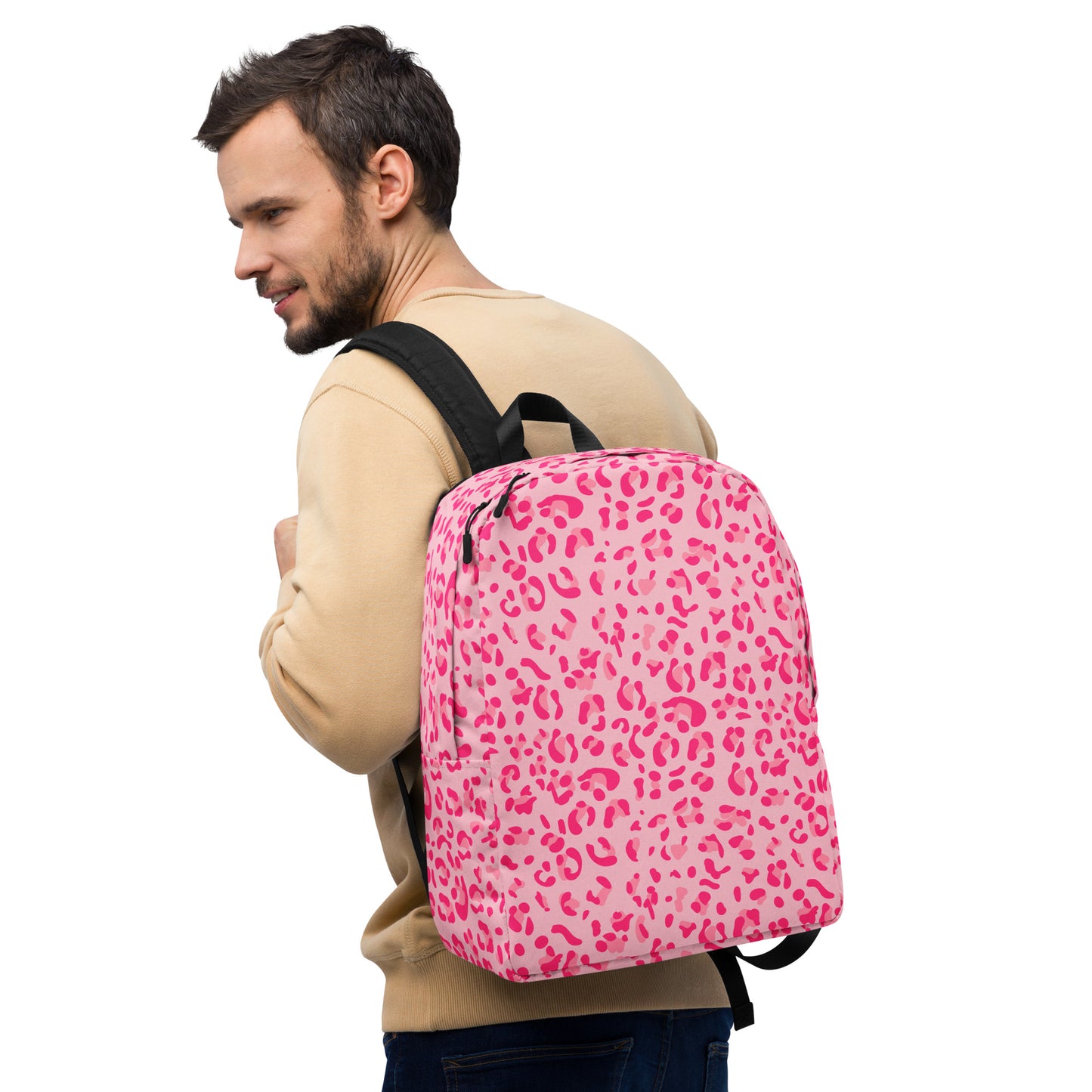 Minimalist Backpack- Leopard Print Light Light Pink