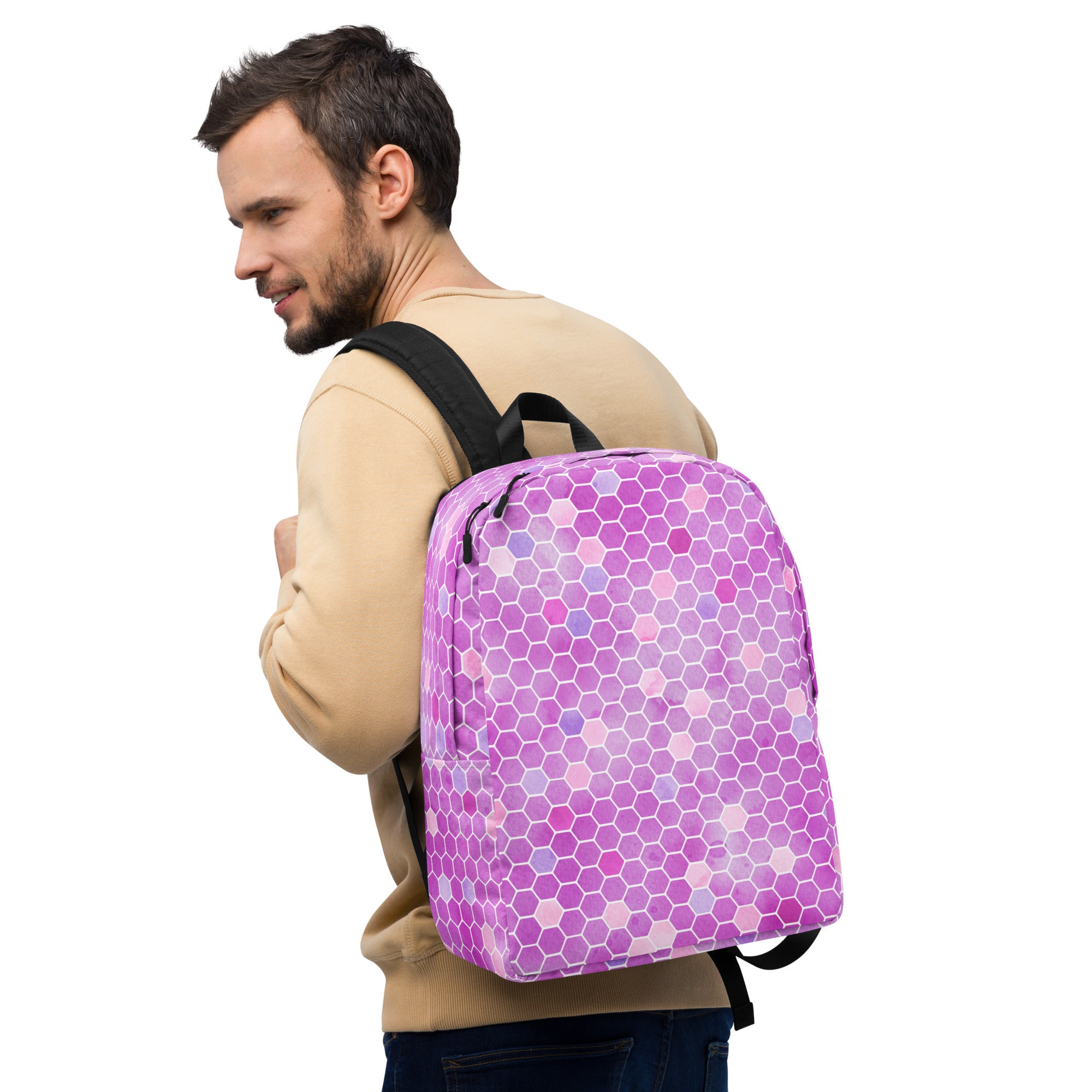 Minimalist Backpack- Honeycomb Pink