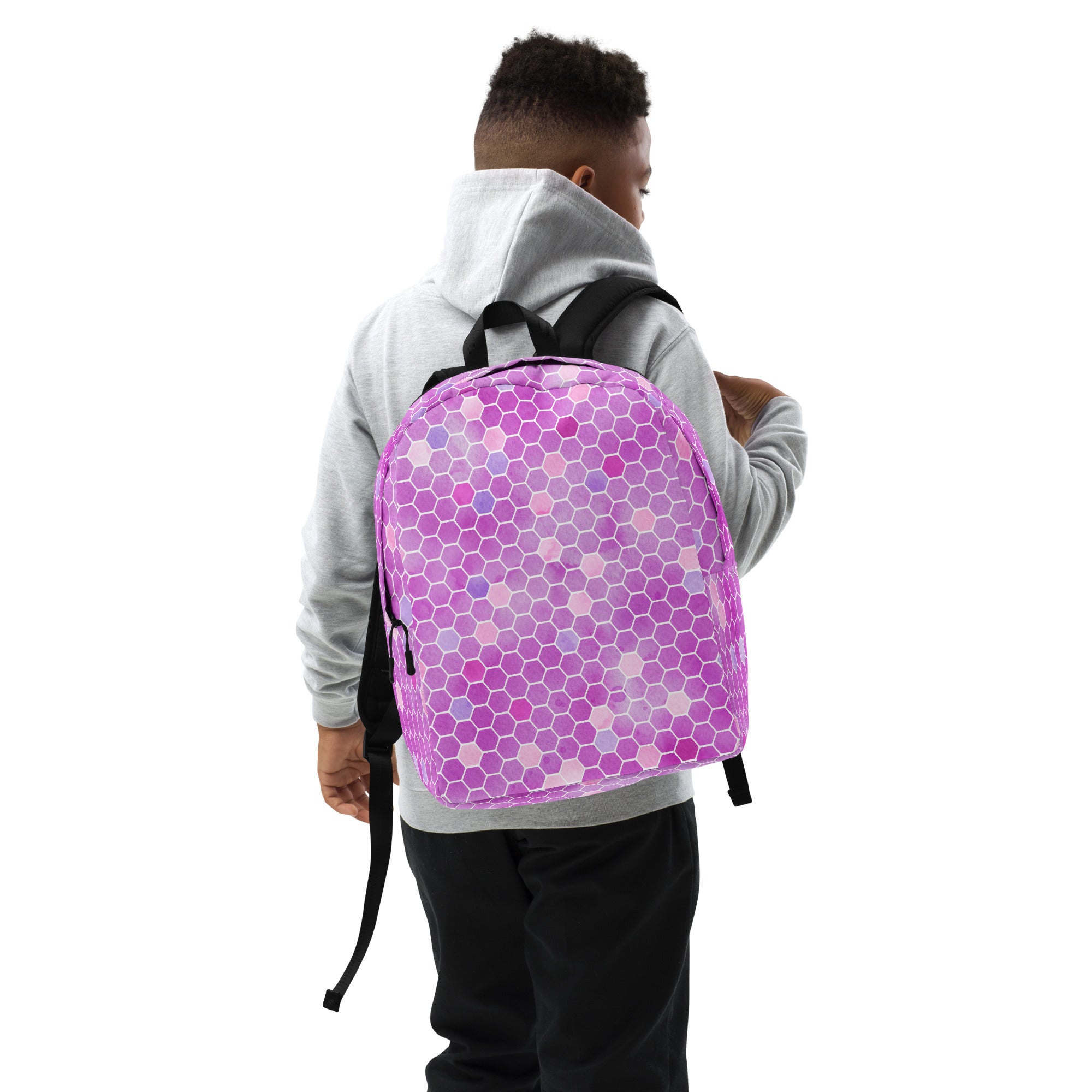 Minimalist Backpack- Honeycomb Pink