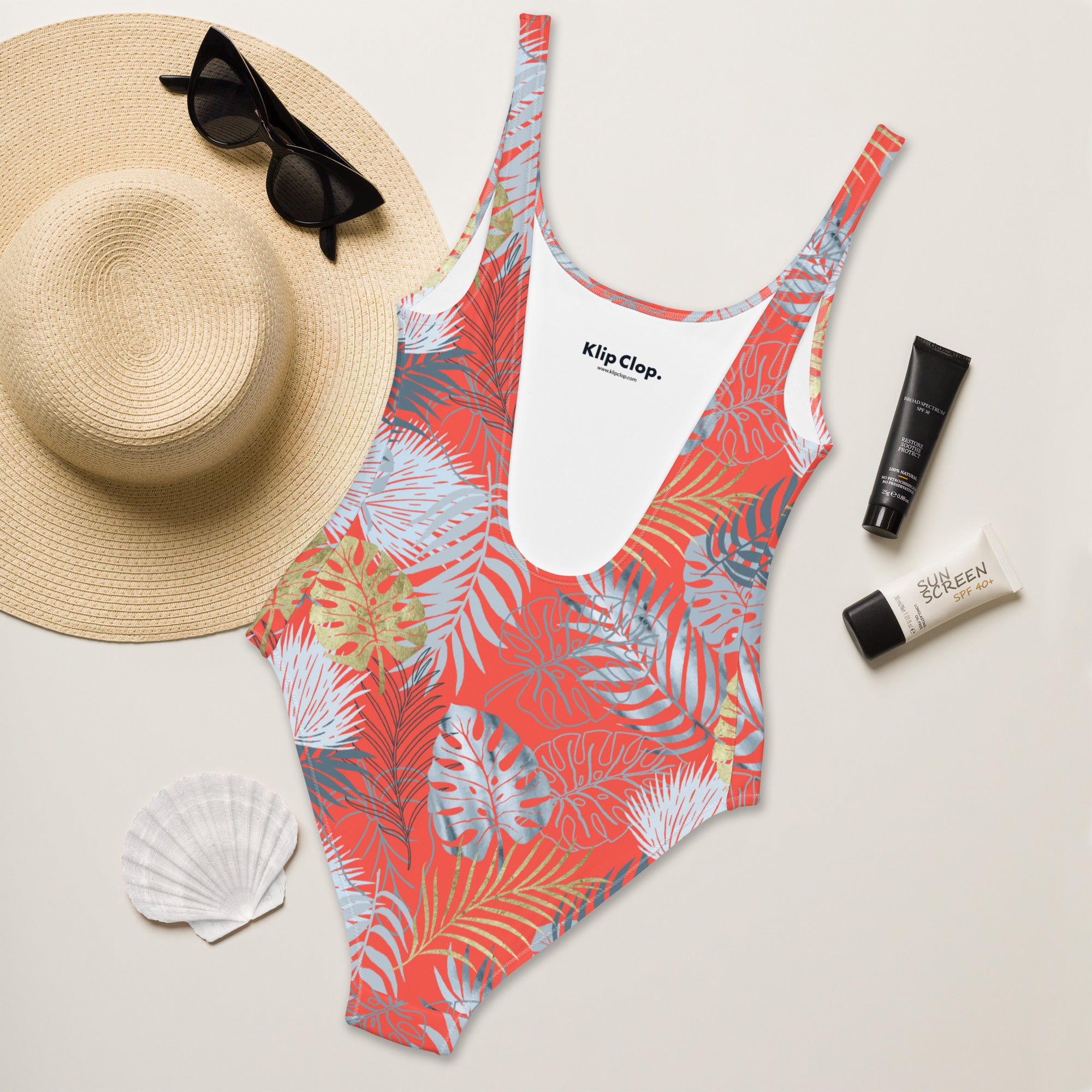 One-Piece Swimsuit- Tropical Red