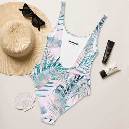 One-Piece Swimsuit- Tropical Palm leafs