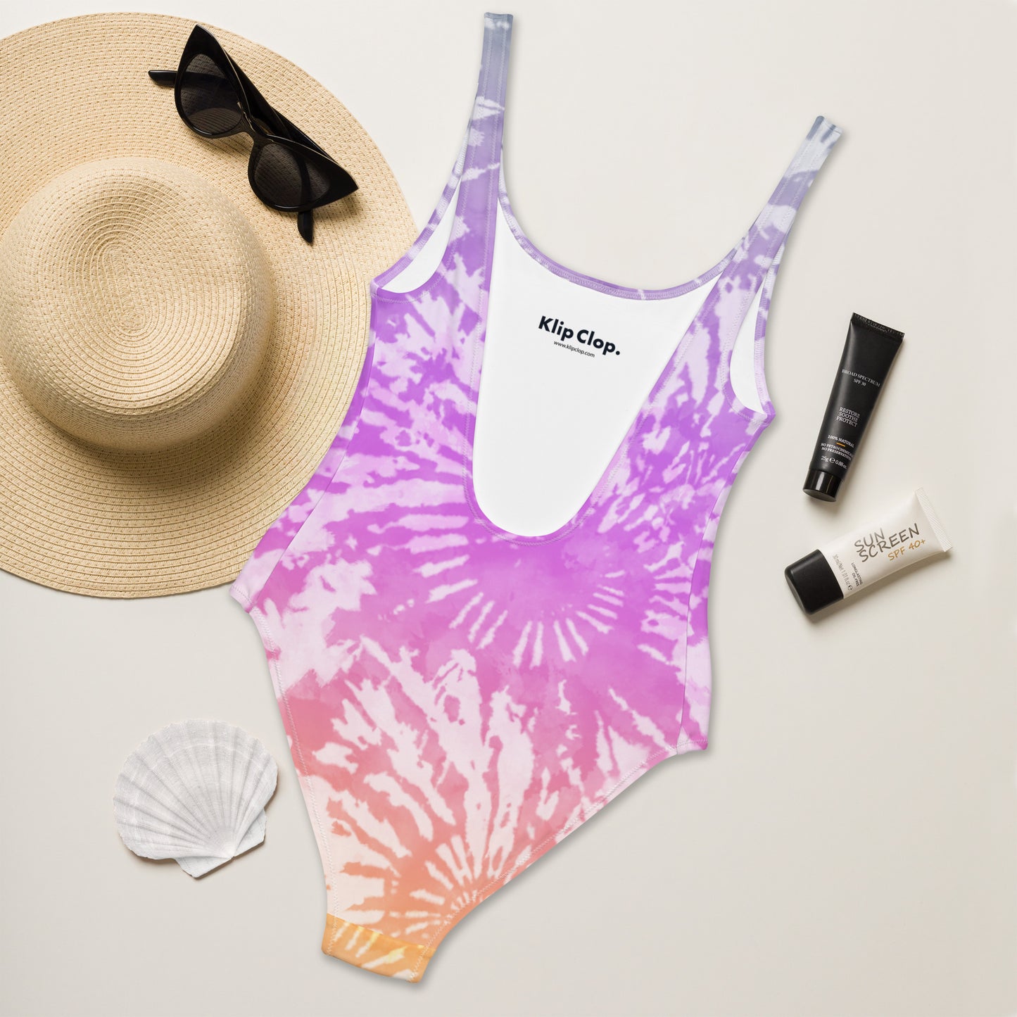 One-Piece Swimsuit- Tie Dye Purple Spirals