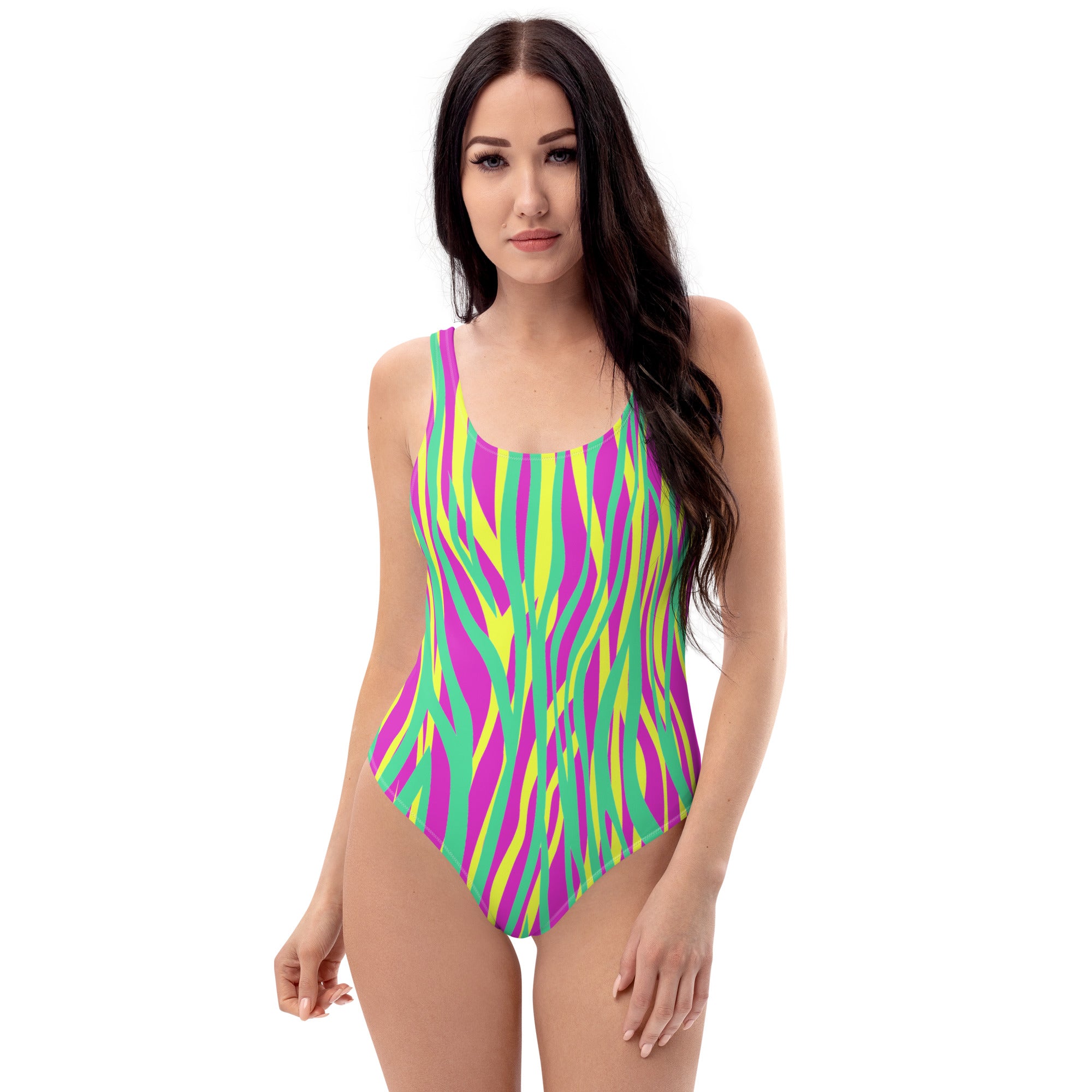 One-piece Swimsuit- Funky zebra Magenta