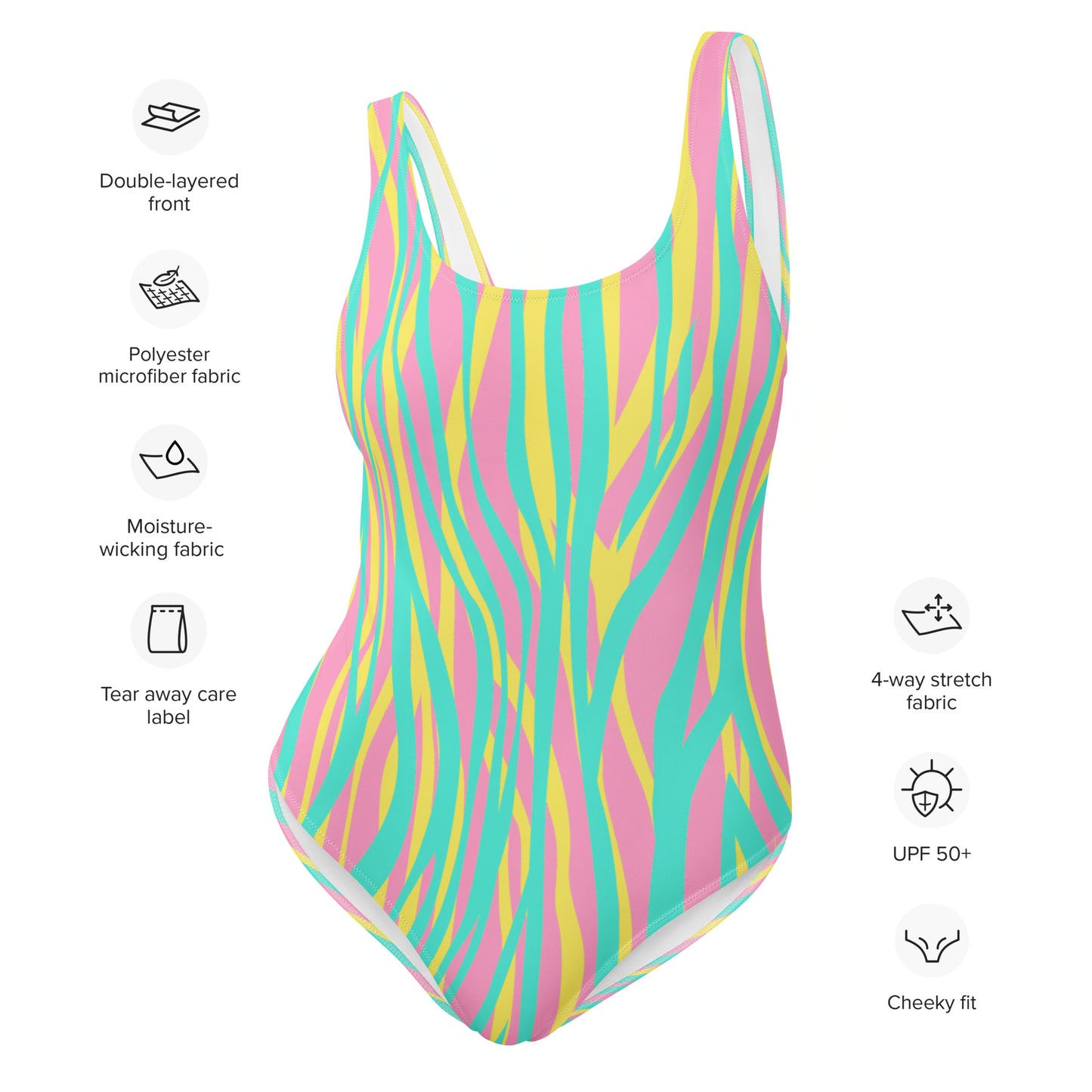 One-Piece Swimsuit- Funky Zebra Pink