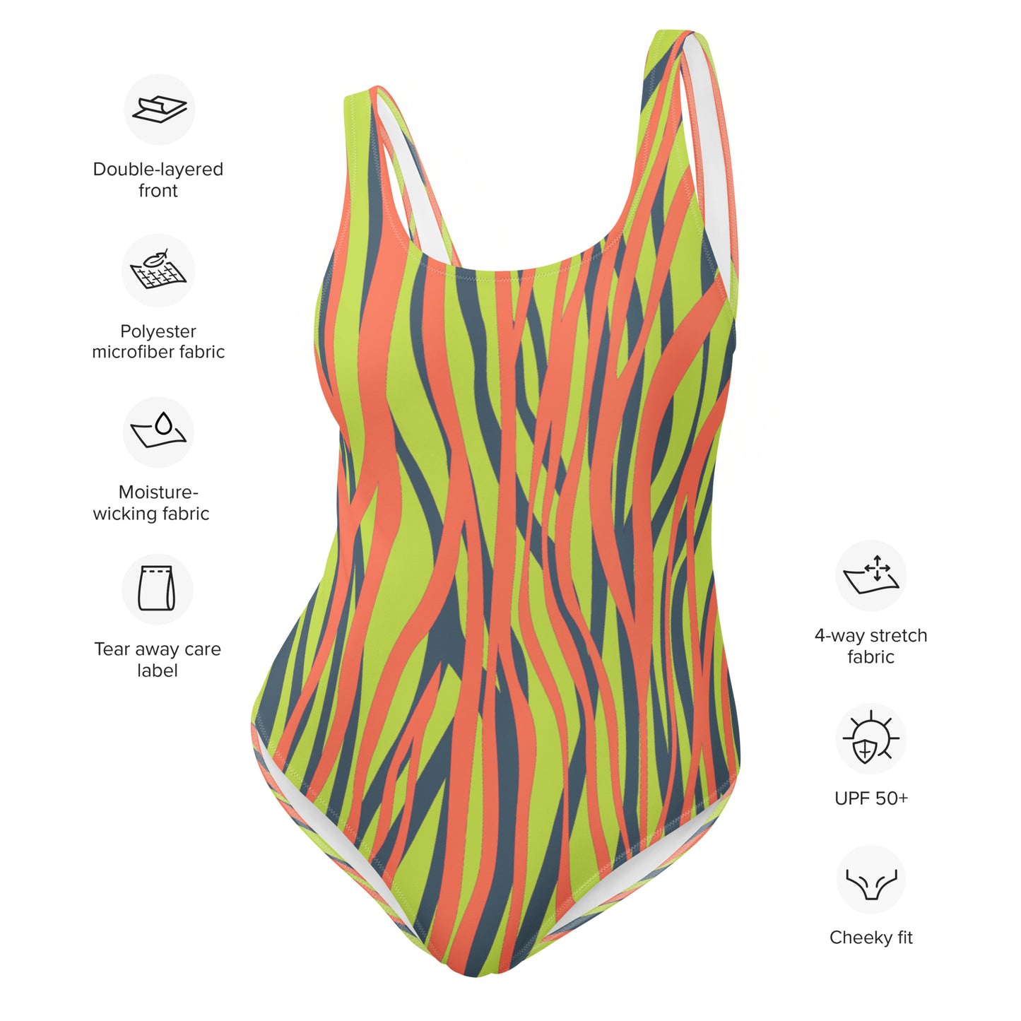 One-Piece Swimsuit- Funky Zebra Orange