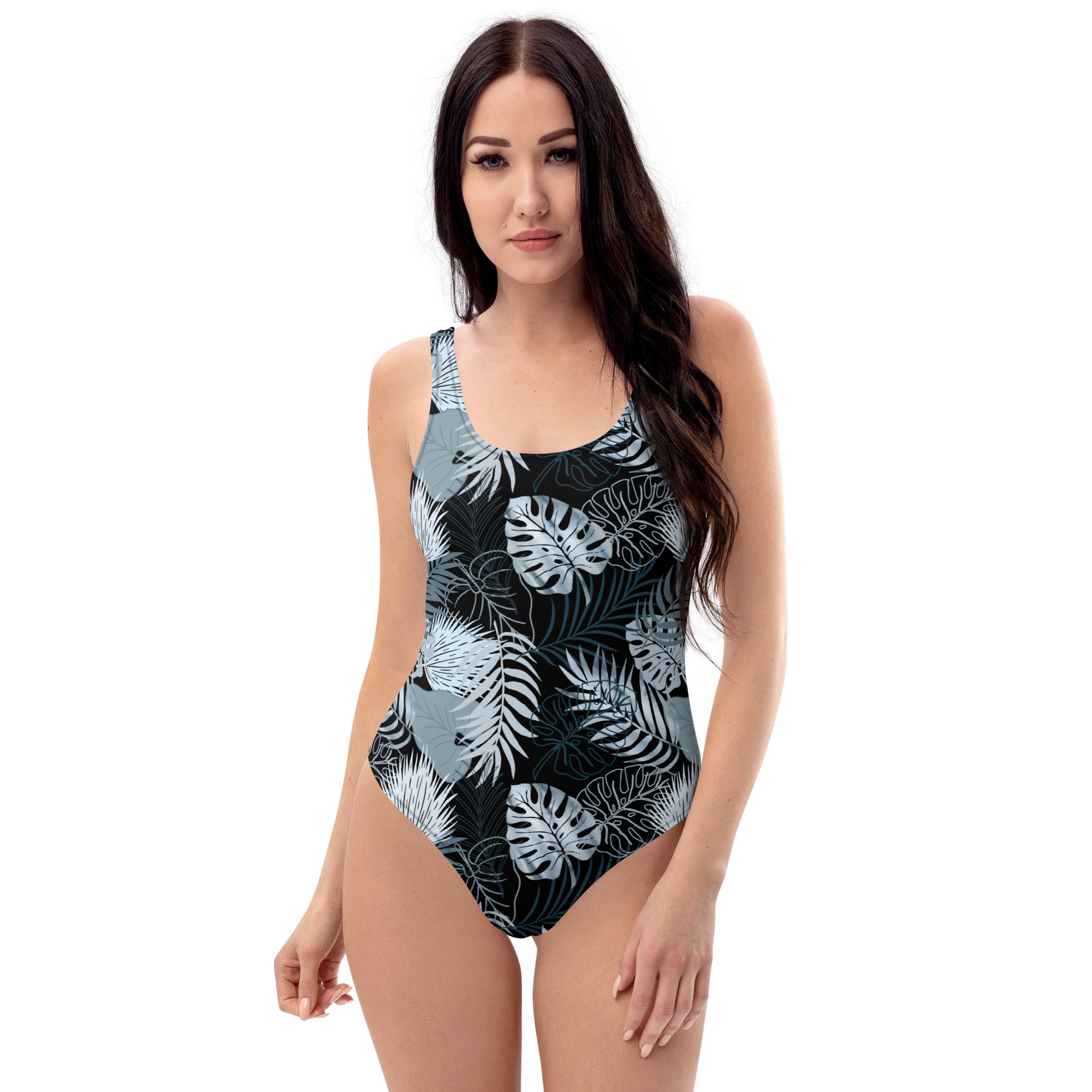 One-Piece Swimsuit- Tropical Black