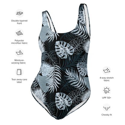 One-Piece Swimsuit- Tropical Black