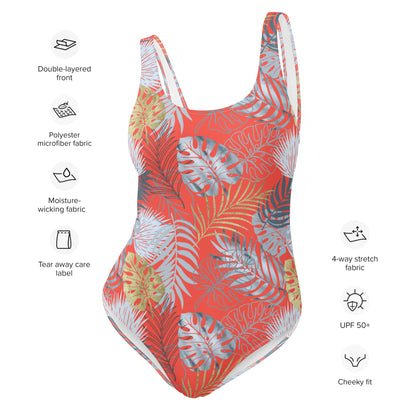 One-Piece Swimsuit- Tropical Red