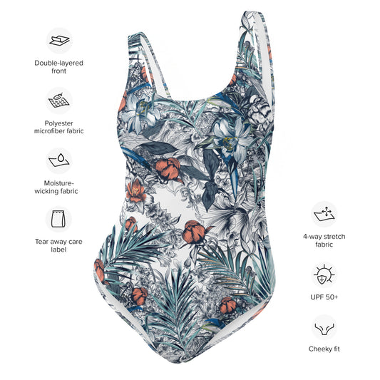 One-Piece Swimsuit- Palm leafs